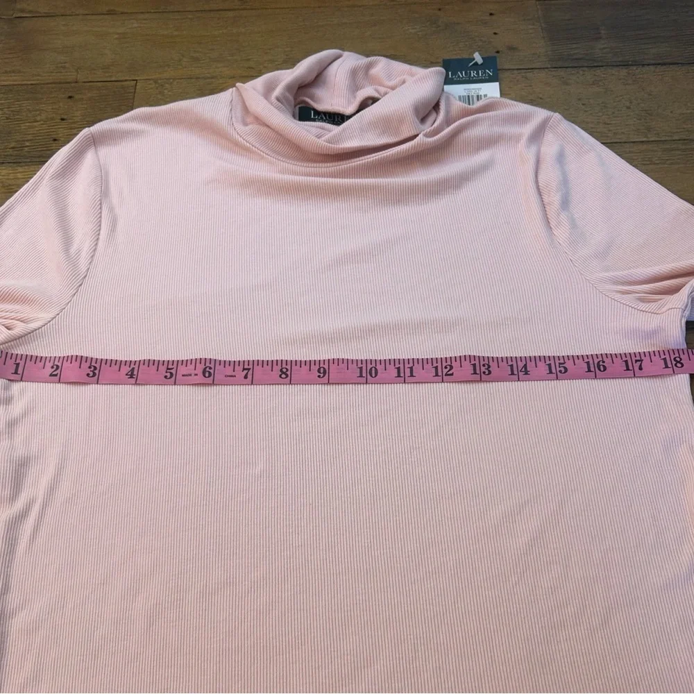 RALPH LAUREN | Pink Turtleneck Ribbed Long Sleeve Top | Size Large - Picture 10 of 11